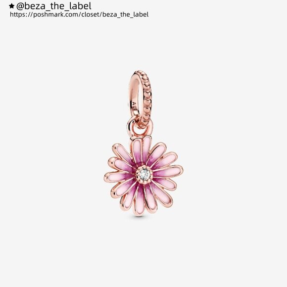 Pandora Daisy 14k rose gold-plated dangle with clear cubic zirconia and shaded p - Picture 1 of 6
